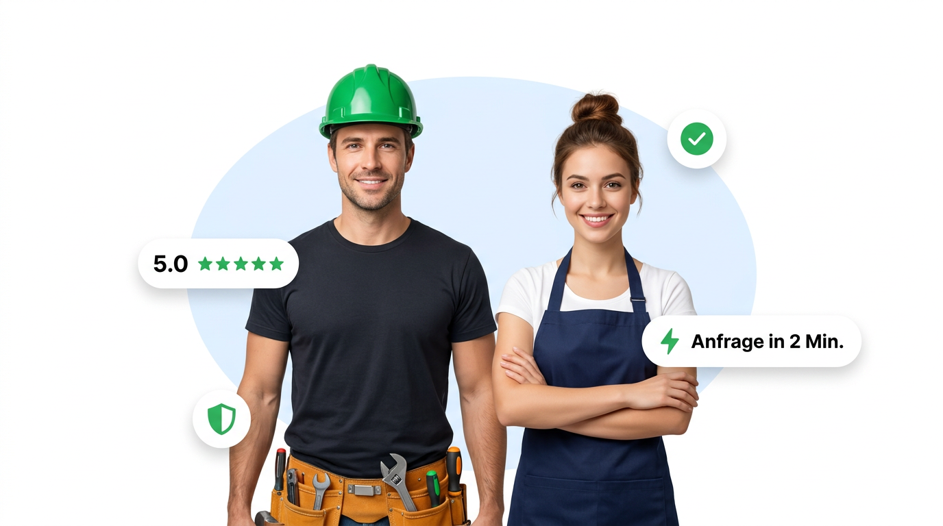 Three verified servi.co service providers — cleaner, electrician, painter — smiling and holding their tools